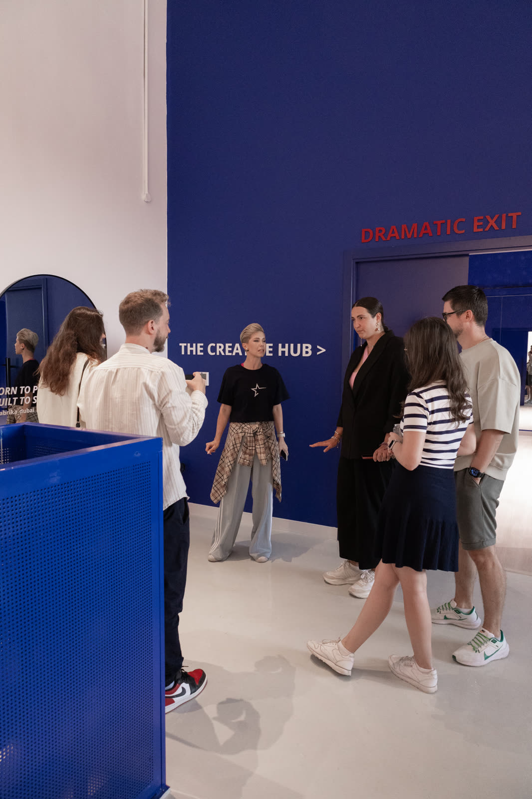 Guests in the blue FABRIKA studio on opening night